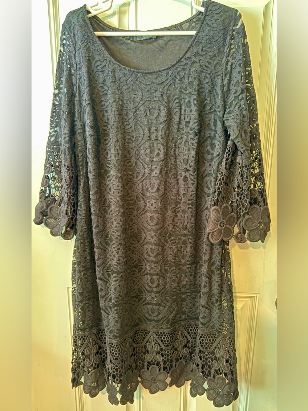 Alfani Black Fabric Dress with White Embroidery
